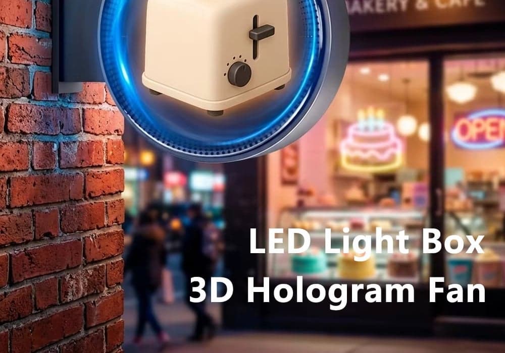 3D Holographic Fans Double Sided LED Light Box Advertising Display Illuminated Showcase Projector 360 Viewing Outdoor Wireless