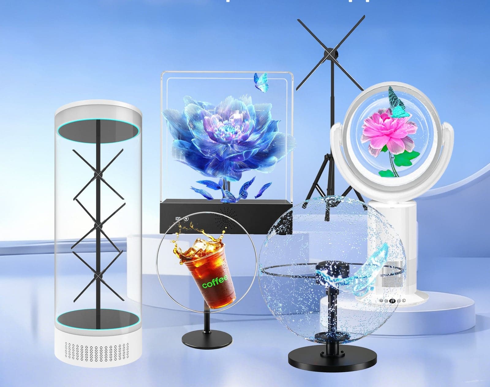 Energy Efficient LED Holographic Fans 3D Visual Display Corporate
