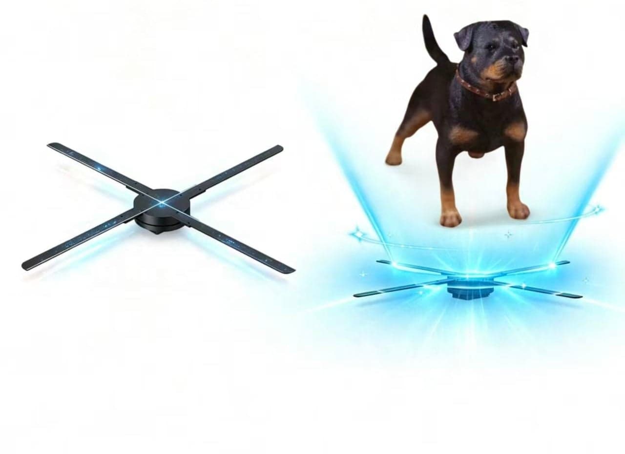 High HD 3D Spinning LED Hologram Advertising Fan 65 cm 1280 LED