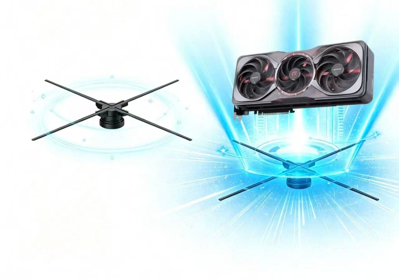 100CM WIFI LED 3D Holographic Projector 1184Pcs Indoor Fan Display 4K Brightness Advertising Education 0.2mm