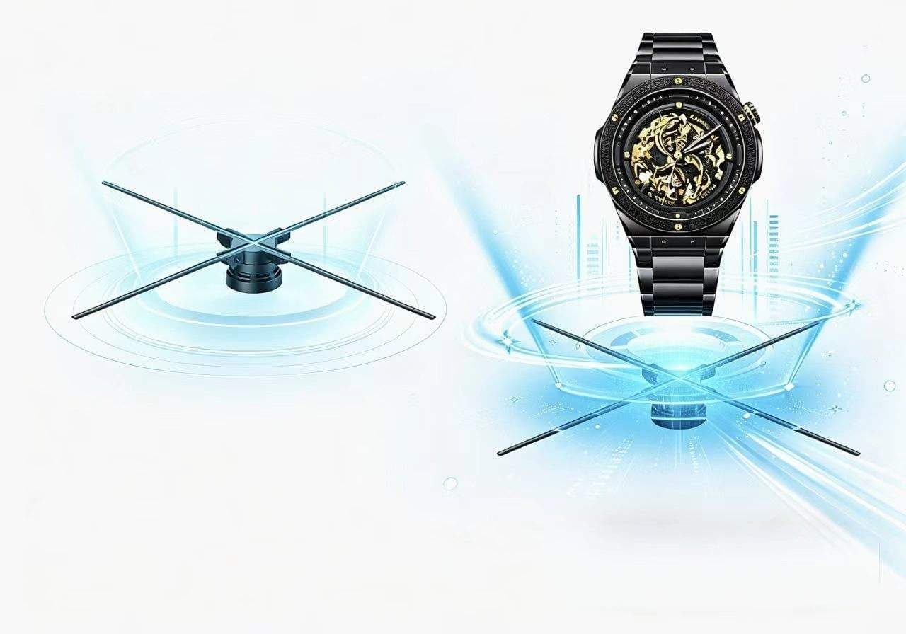 56cm 1104LED Logo Light 3D HD Hologram Fan Projector for Advertising Support Image Video for Shop Bar Party Business Store