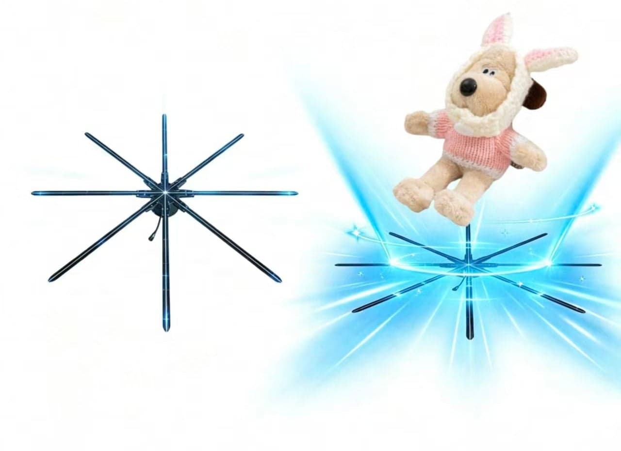 Naked-Eye 3D Hologram Fan 150 cm 2880 LED 8 Blades Wi-Fi TF Card