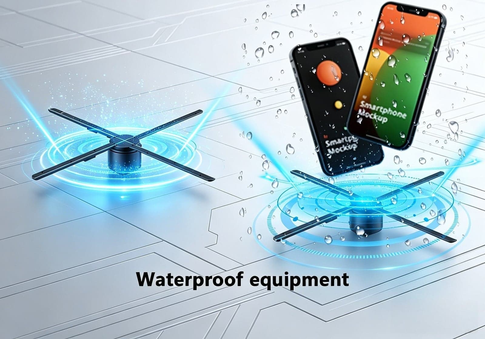 896LED 80cm High Resolution Wifi Holographic LED Advertising Fan 3D Outdoor Waterproof Metal Display