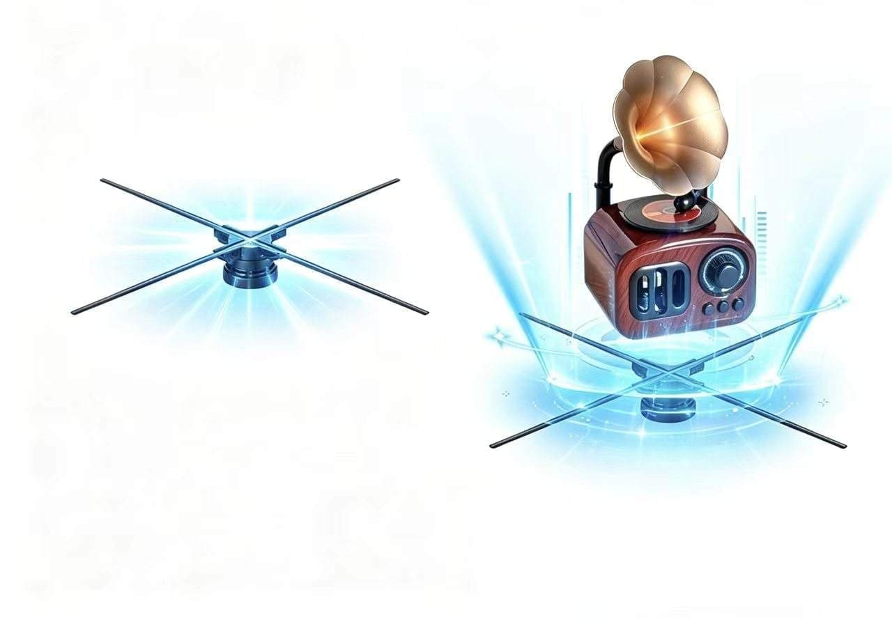 Custom 65 cm 3D Hologram Trade Show Equipment Business Store Logo