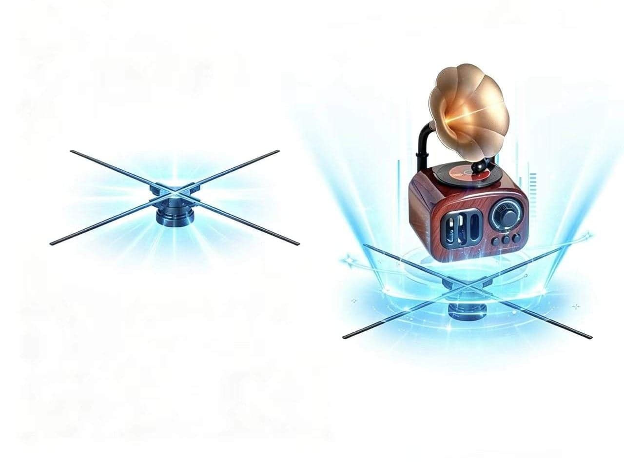 Custom 65 cm 3D Hologram Trade Show Equipment Business Store Logo
