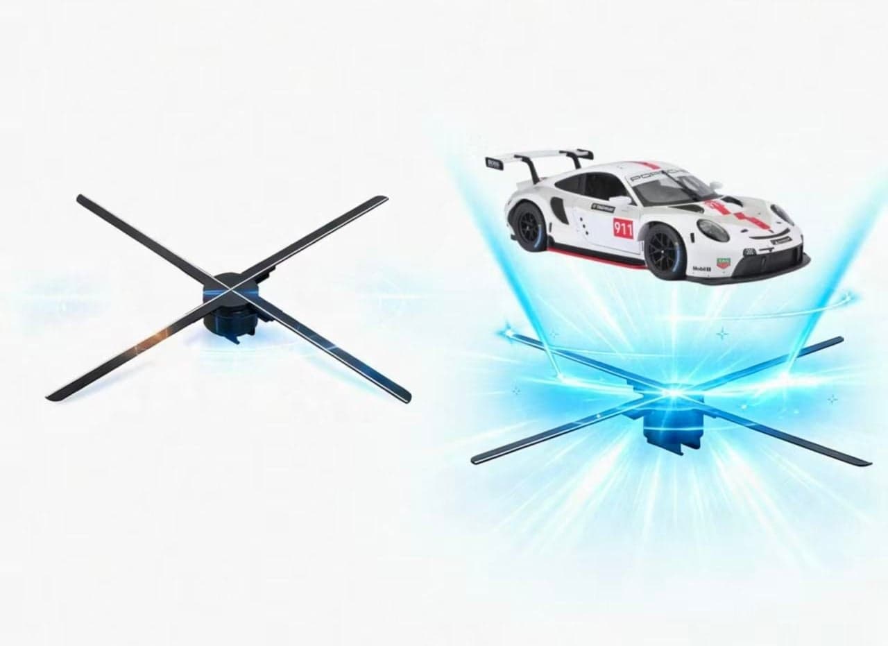 High Brightness 100 cm 1600 LED 4 Blades Holographic Fan Advertising