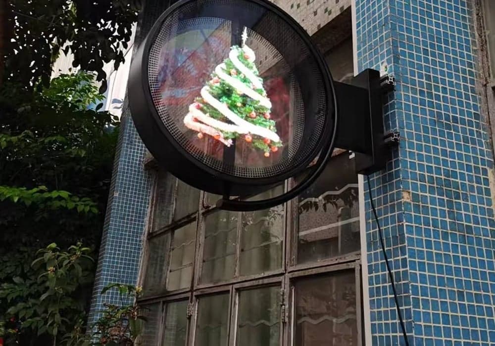 Portable 3D LED Hologram Fan Two Blades 50cm Projector for Outdoor/Indoor Use in Restaurant & Coffee Shop