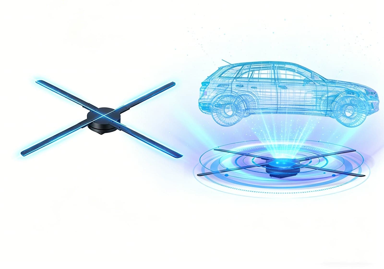 80 cm High Resolution 3D Hologram LED Fan Transparent Display Screen