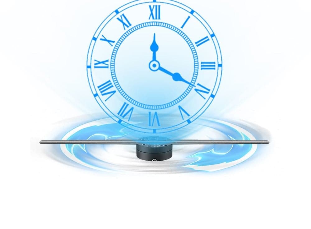 Transparent Holographic Clock Naked-Eye 3D Fan Projector Various Watch