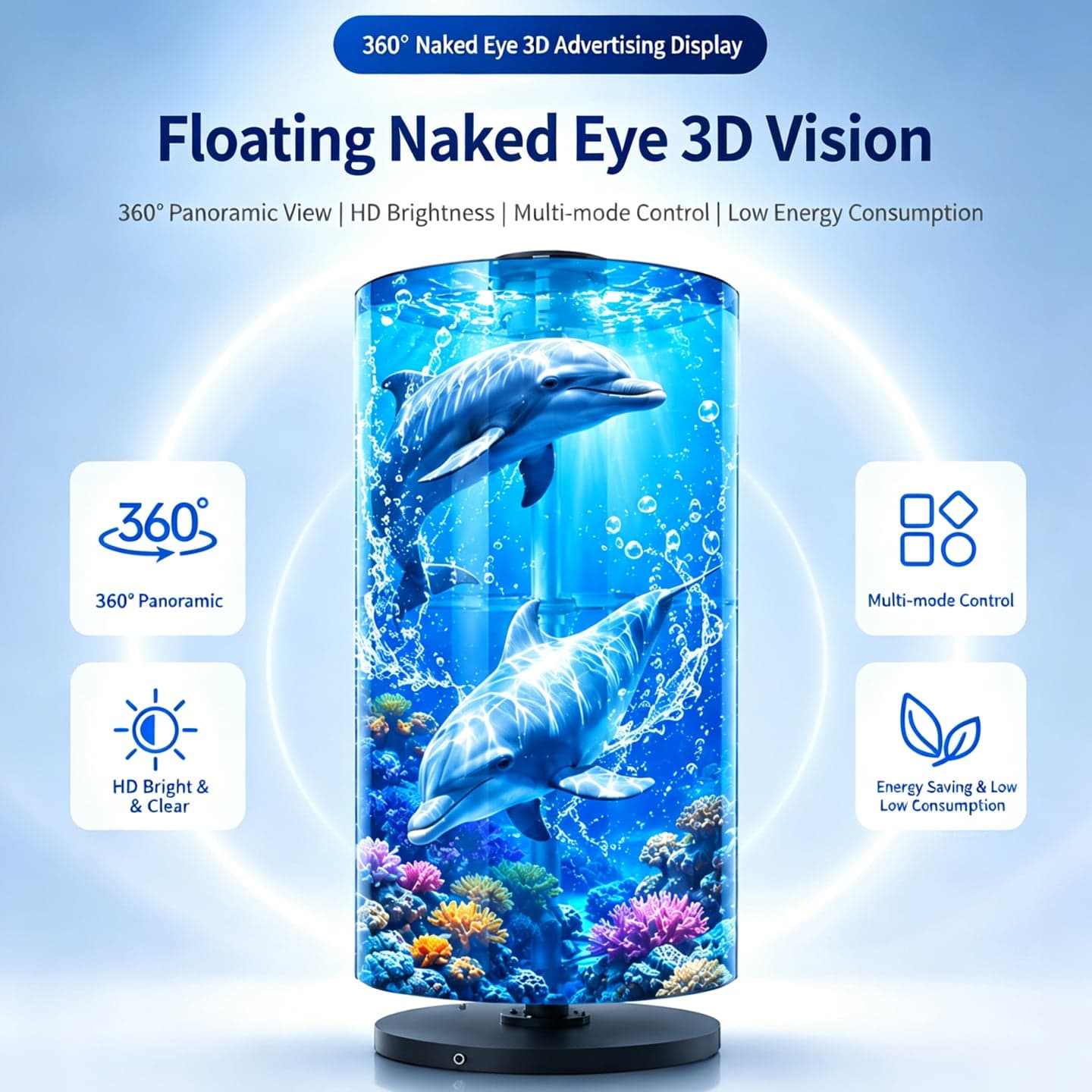 Cylindrical LED Advertising Display High-Speed Rotating Screen Portable Energy-Saving