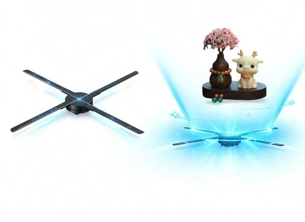 High Resolution 1280 LED 65 cm 4 Blades Screen Quality 3D Hologram Fan