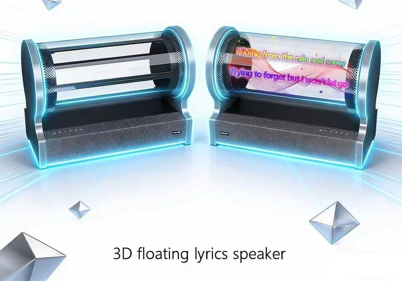 S300 Innovative High-quality 35W Stereo for Speaker with Cylindrical Holographic Display Shows Lyrics and Time