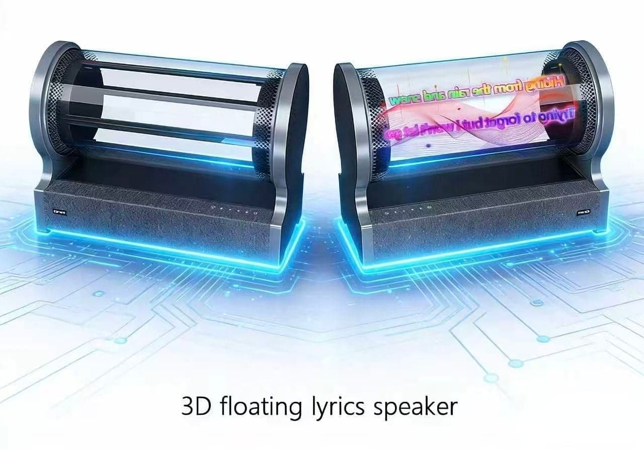 Innovative High Quality for Speaker Cylindrical Holographic Display Shows Lyrics Time 35W Stereo Sound App Button
