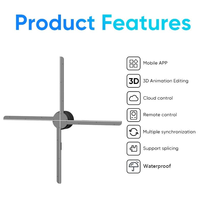 80 cm Waterproof 3D Holographic Projection System with Fans