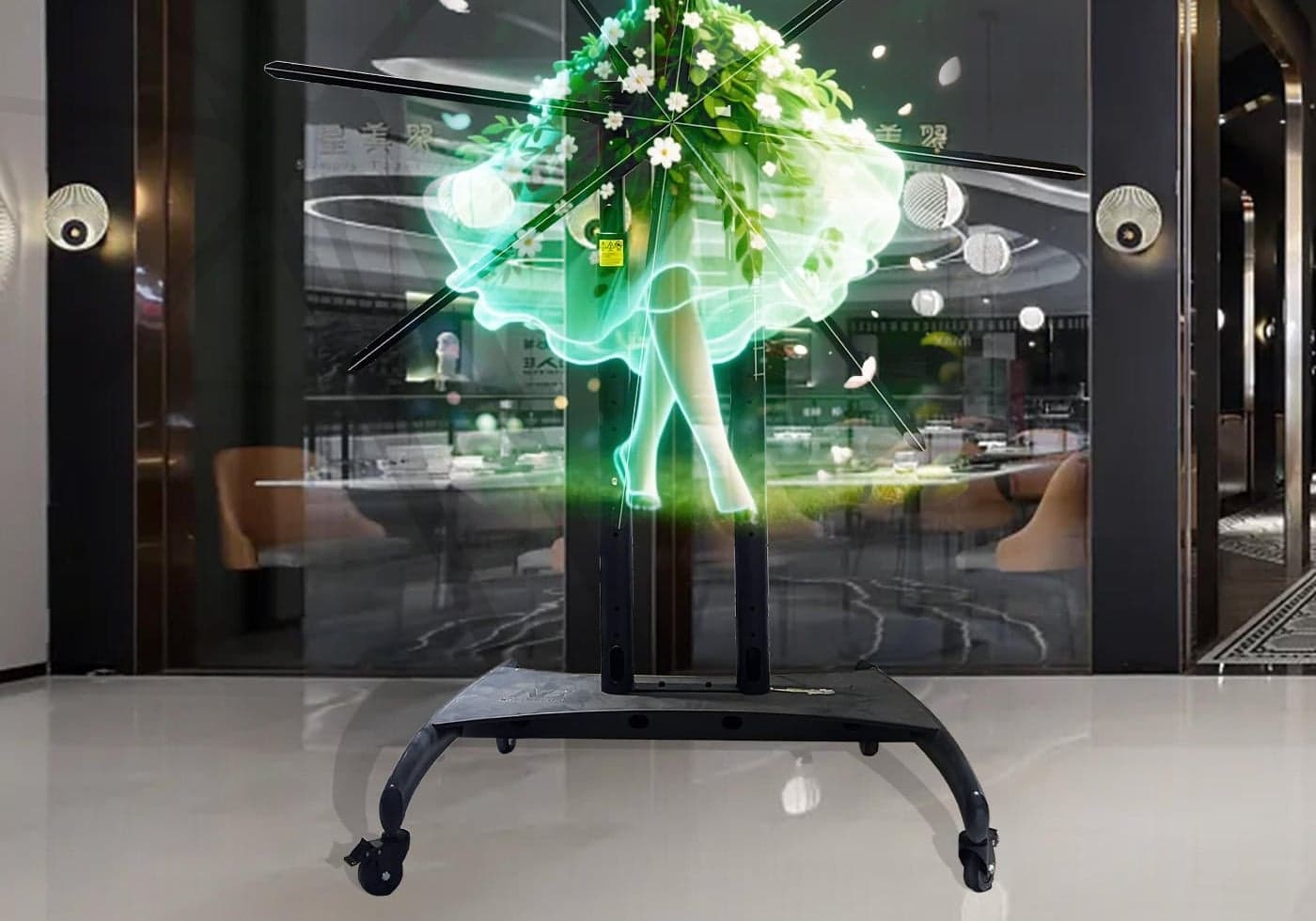 180cm Naked Eye 3D Hologram Fan LED Transparent Outdoor Advertising Screen 3000cd Brightness Tourism
