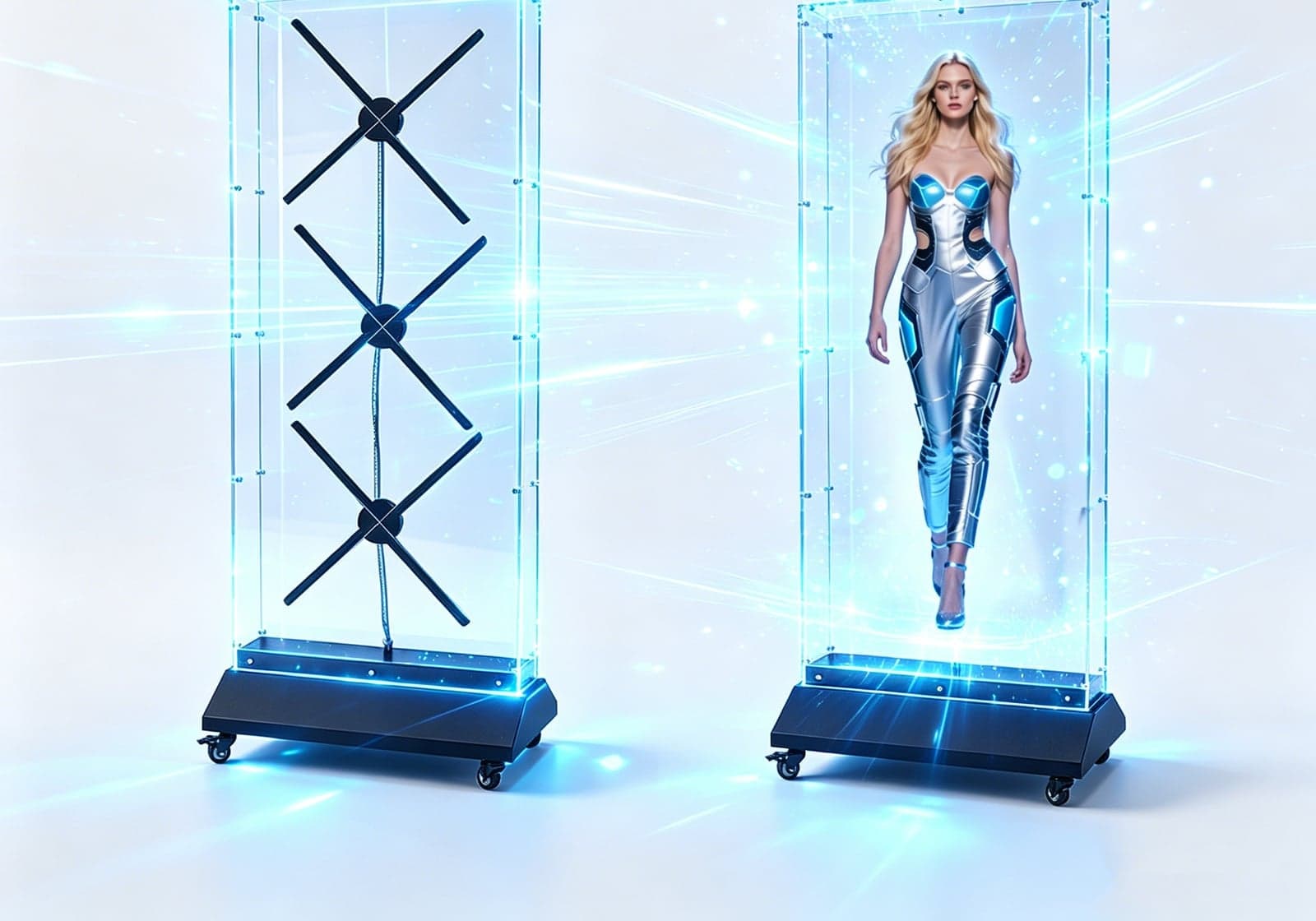 Ultra Bright 2500cd Transparent Acrylic 3D Holographic Fans LED Display 1-Year Warranty for Store Window Advertising Education