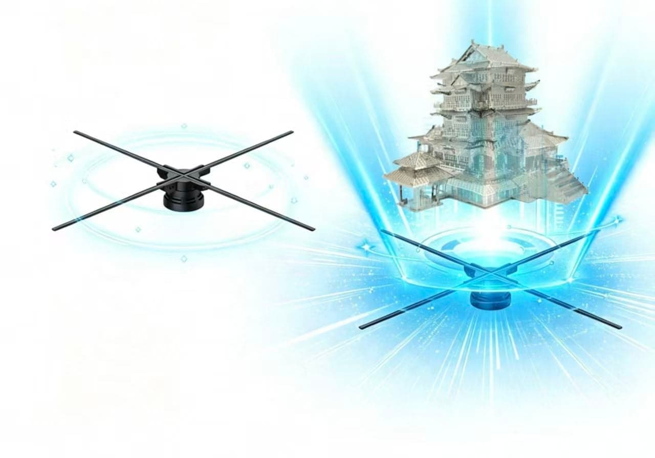 100cm /Wired 3D Hologram Projector LED Sign Lamp Remote Management Real-Time Advertising Display for Images