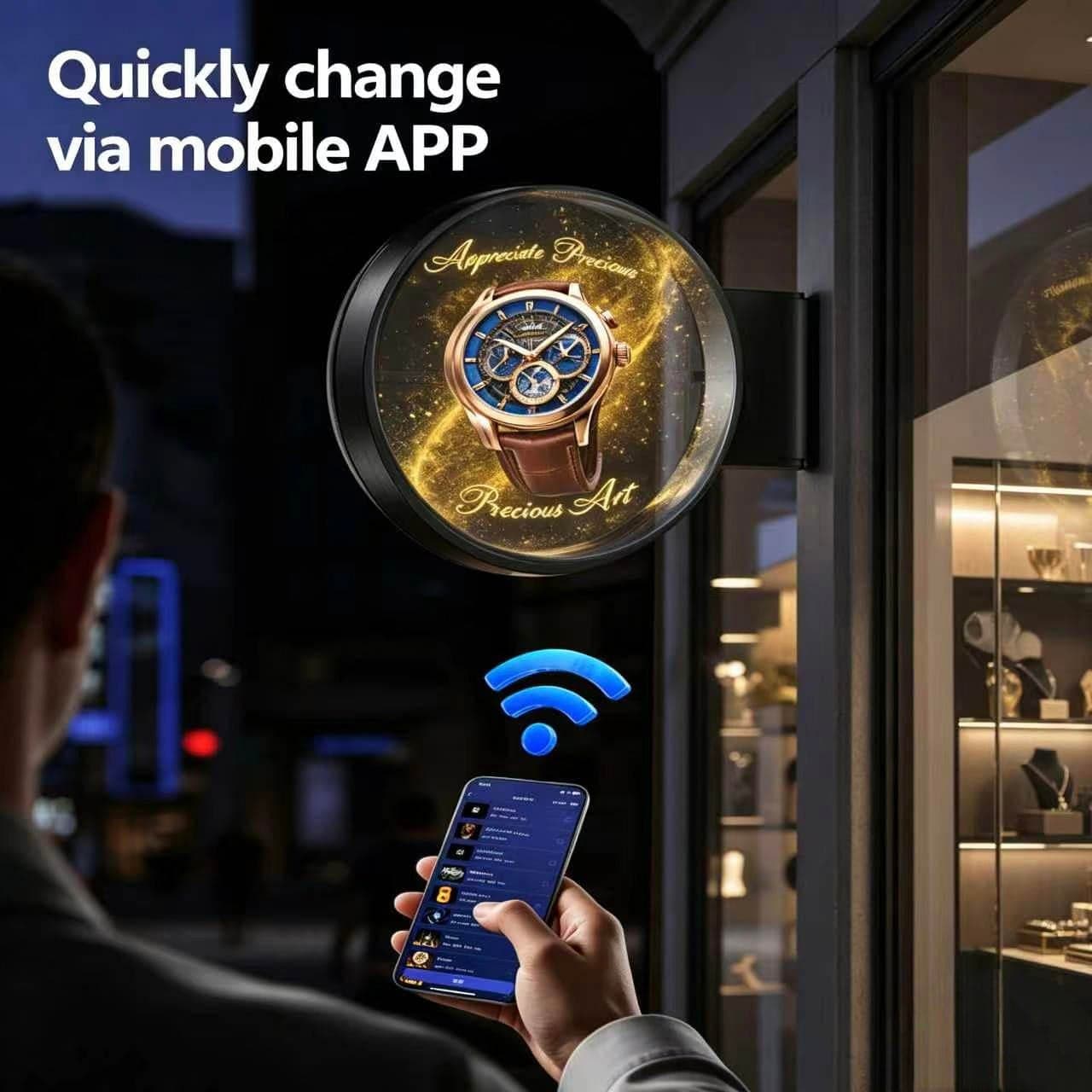 3D Hologram Fan Advertising Light Box LED Display Screen Double Sided Digital Signage Commercial Advertising Display Equipment