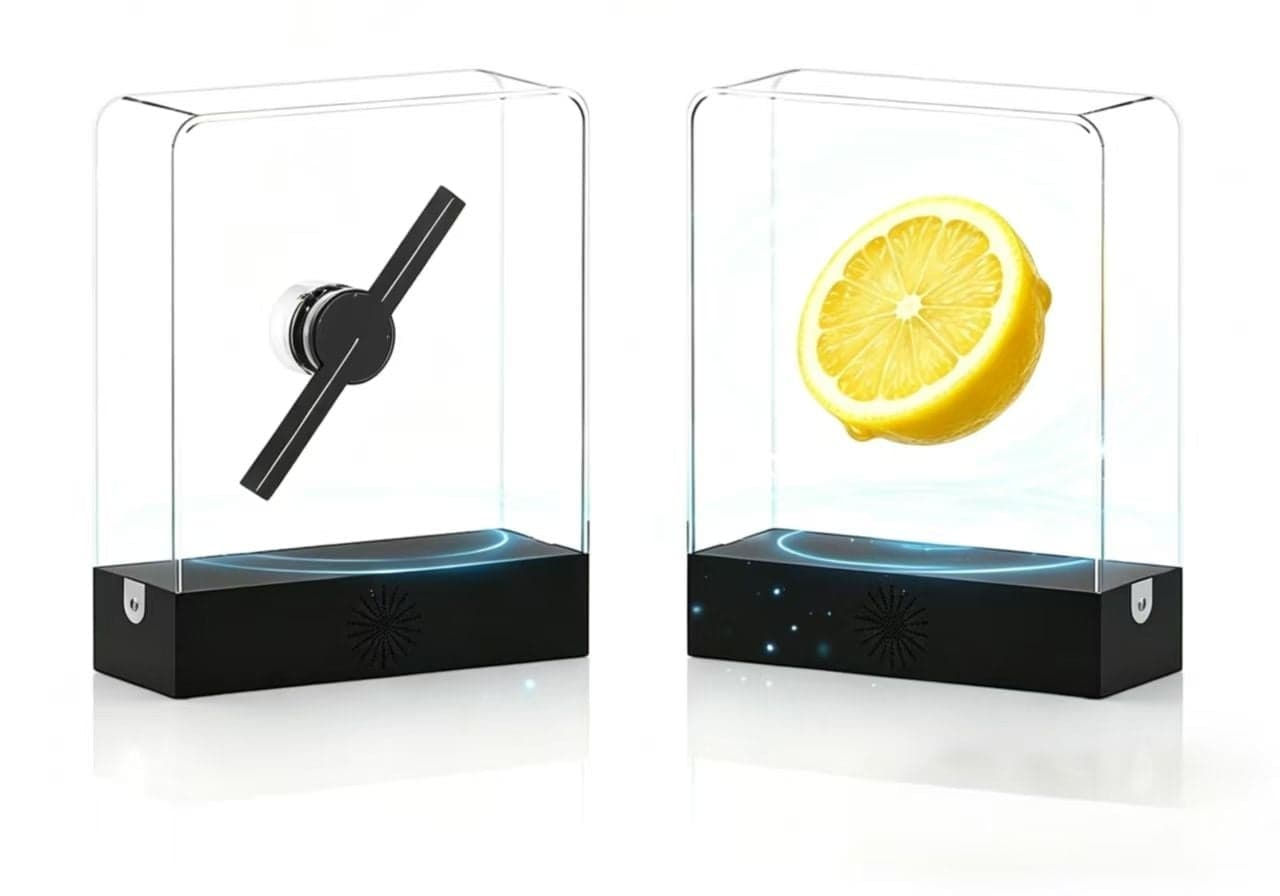 Mini Logo Neon Support 3D Hologram Fan 20CM LED Display Projector Transparent Led Screen Advertising Light Boxes