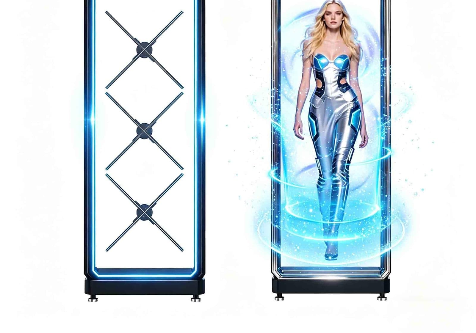 Customized 3D Human Interactive Holographic Fan Display Indoor Business Exhibitions Holographic Fan