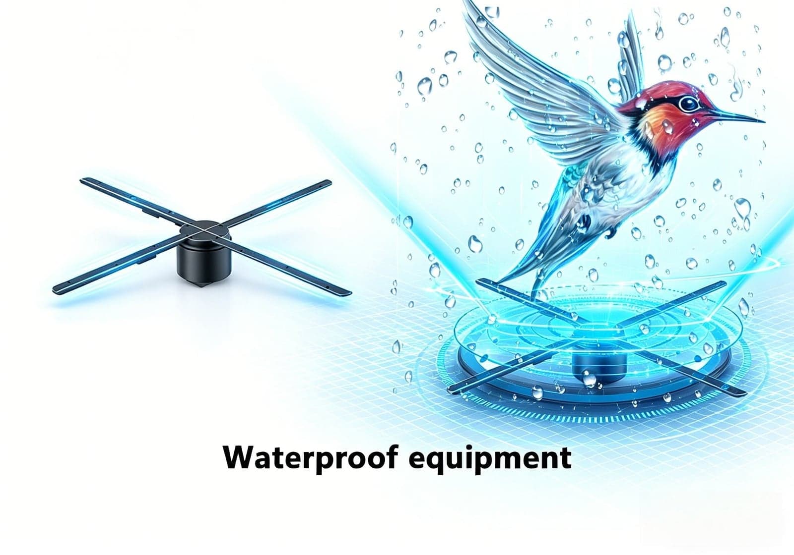 High Tech 80cm Modern Style Holographic Fan 896LED 3D Air Display Projector Waterproof 4K Max High Impact
