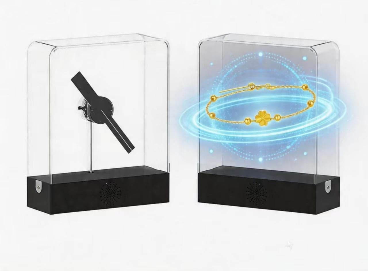 Portable Projector Display Case 3D Hologram Fan Transparent LED Screen