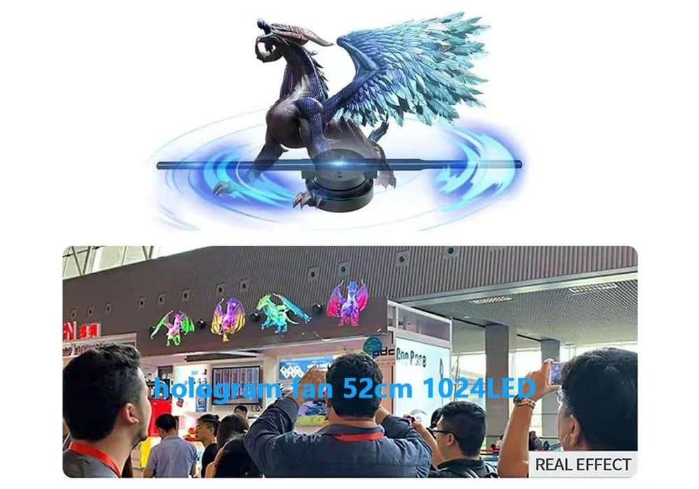 42CM 3D Hologram Projector LED Fan Display with Software 3D Effect Equipment TF Card Publicity