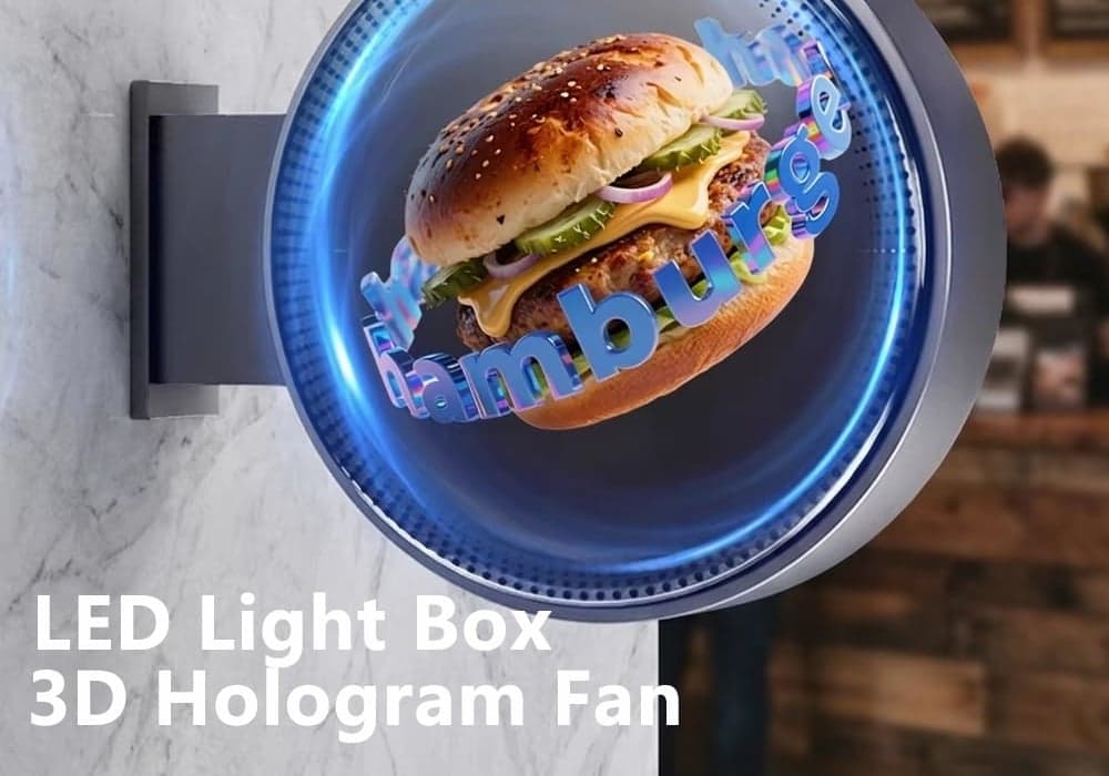 3d Hologram Fan Double Face LED Light Box Advertising Sign Display Board 360 Viewing Angle Outdoor Indoor Hanging Decorative