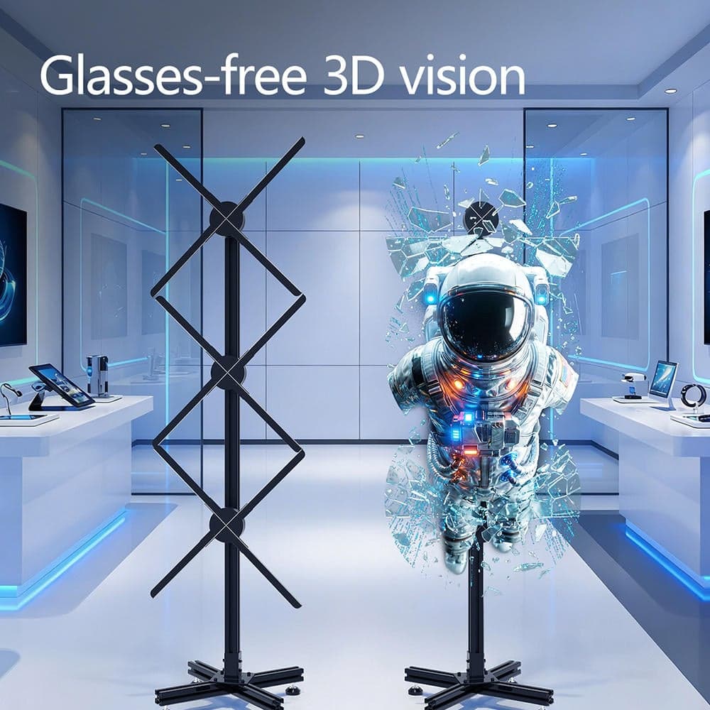 Large Size Transparent LED Holographic Fans Indoor Store Window
