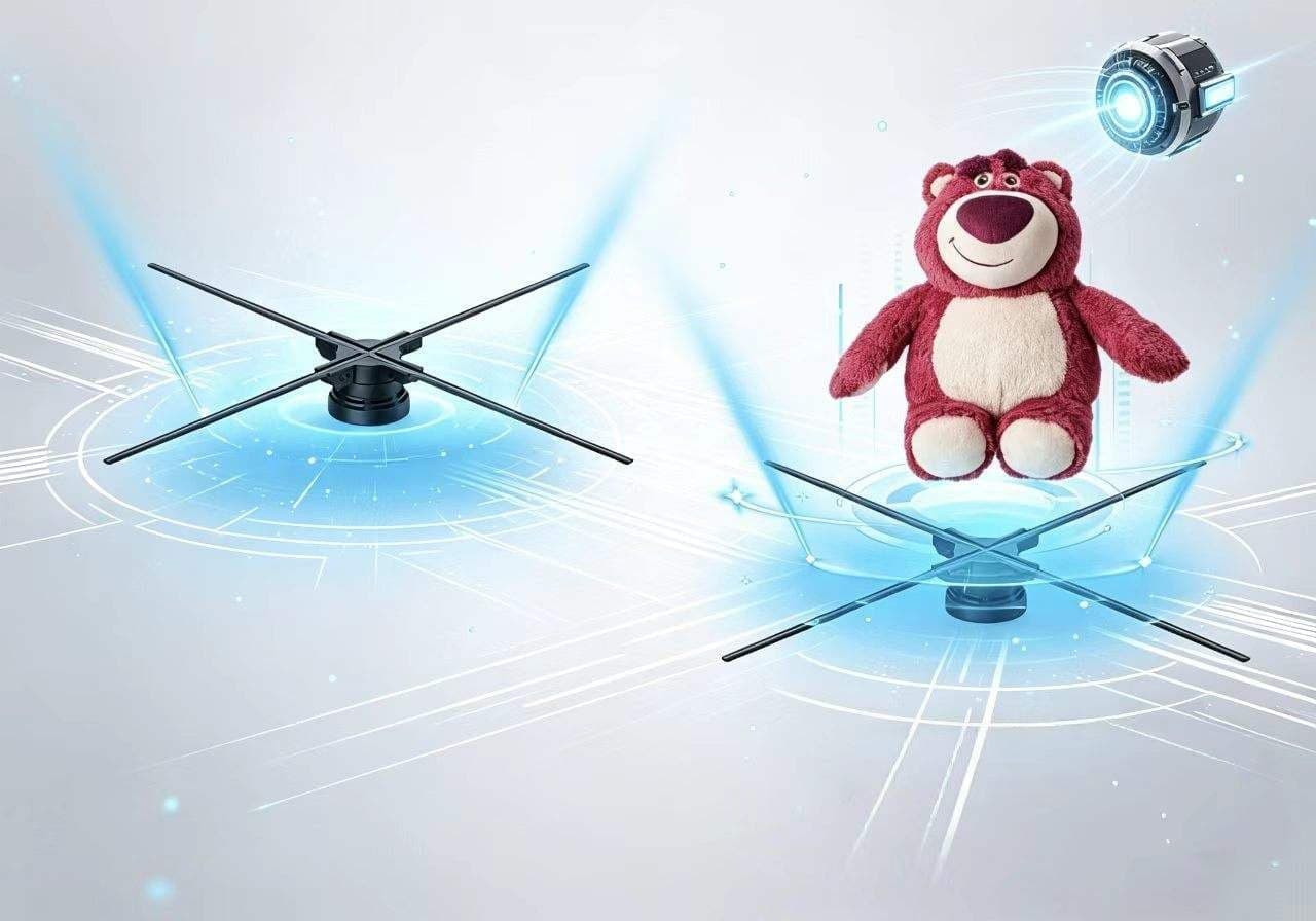 56cm 1104LED High Brightness 4 Blades Outdoor Display Holographic Equipment Spliceable 3D Hologram Fan for Education